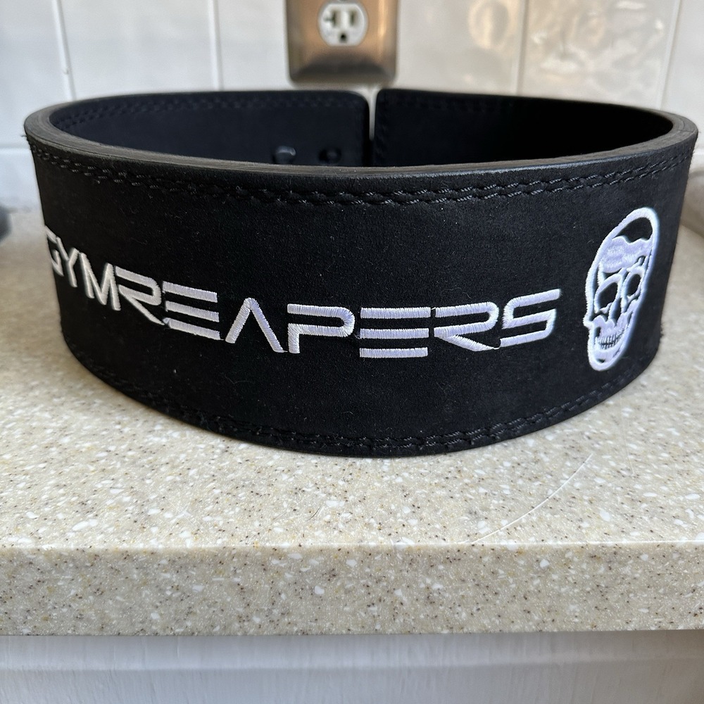 Gym Reapers Leather Heavy Duty Weight Lifting Belt Size XS Extra Small Black